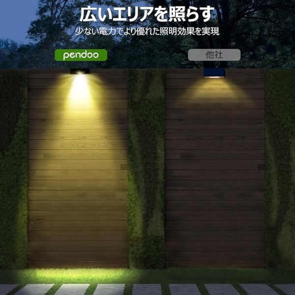 pendoo ソーラーライト 屋外 玄関ライト LED ガーデンライト 防水 広範囲 フットライト ウォールライト 玄関 照明 防犯ライト 外構